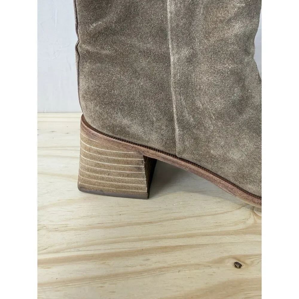 Tory Burch Women’s Brown Suede Ankle Boots, Wood Block Heel, Size 7.5